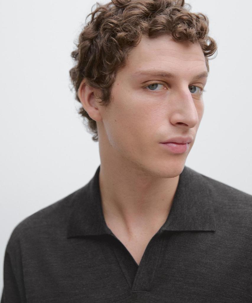 Masimodutti Knit V-Neck Polo Shirt