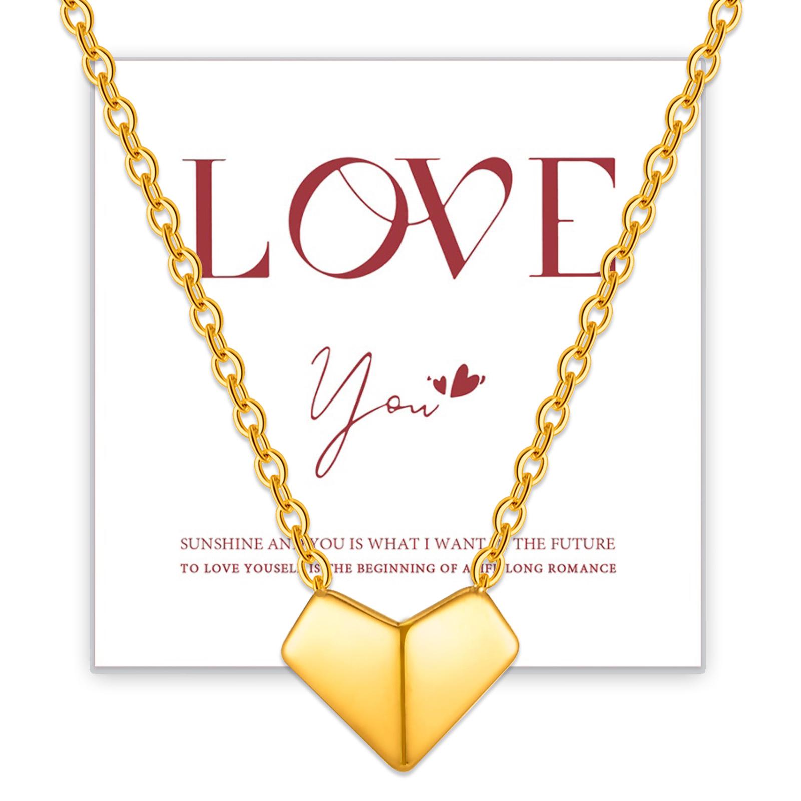 

Vnox Dainty Heart Necklaces Gift to Girlfriend Wife Her, Womens Valentines Day Gift, Gold Plated Folded Heart Choker Collars