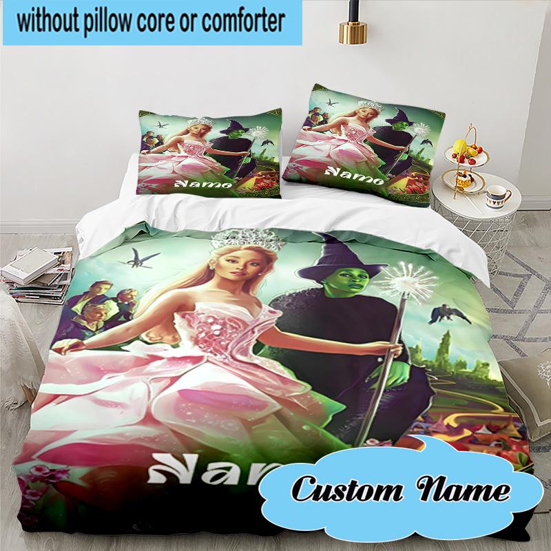 3PCS Custom Name Magic Friendship witch Bedding Set, Including 1pc Duvet Cover And 2pcs Pillowcases, Suitable for dorms and bedrooms Gift