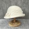 Elegante Netz-Schleifen-Zylinderhut Damen Französischer Retro-Hut mit kurzem Schirm Britischer Woll-Barett