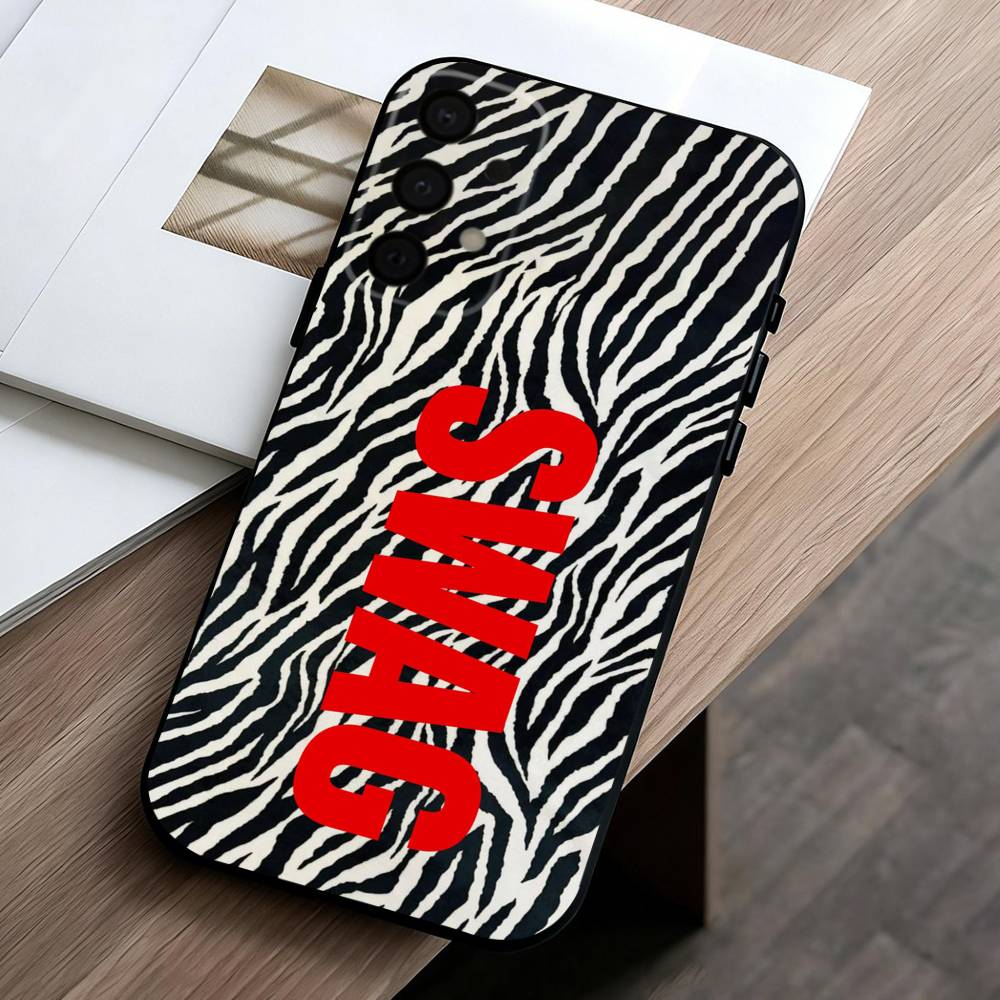C-Clmj L-L-Leopard P-P-Print SWAG Phone Case For Samsung Galaxy A73,A72,A71,A70,A53,A52,A51,Soft Silicone Black Cover