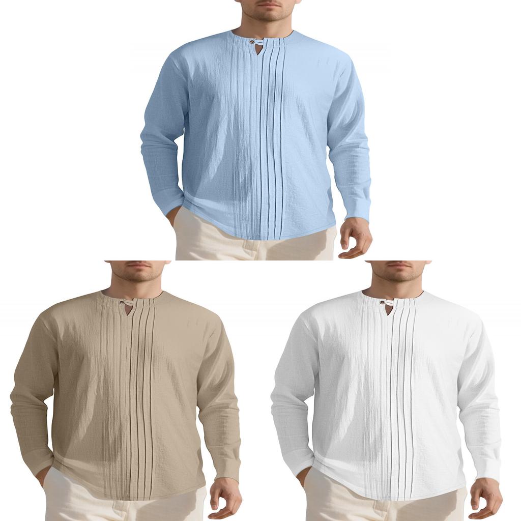 Cotton Linen Blend Crew Neck Sweater For Casual Men Summer