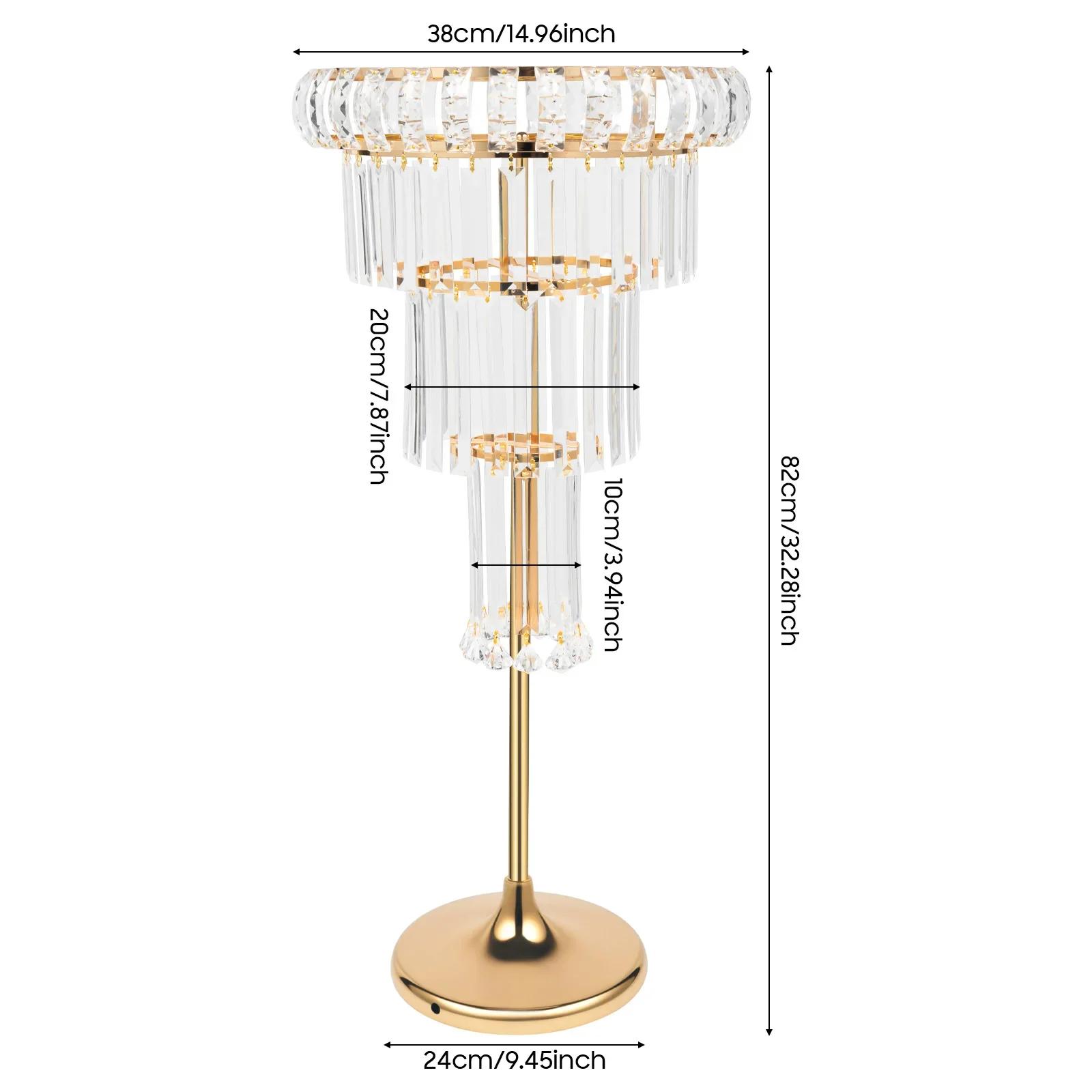 

32 inch Tall Crystal Vase, 4 Tier Wedding Centerpiece Crystal Planter, Free Standing Flower Stand with Hanging Crystals & Base золотий