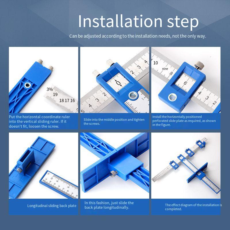 Cabinet Handle Knob Drill Guide Jig Adjustable Hole Punch Locator Template for Woodworking Installation