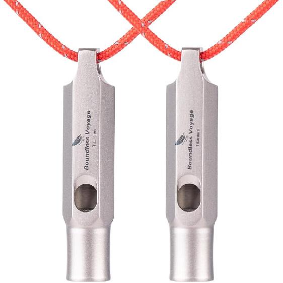 Boundless Voyage Titanium Whistle Emergency Survival Safety Whistles with Lanyard Loud for Outdoor Camping Hiking Coaches Training Sports Keychain