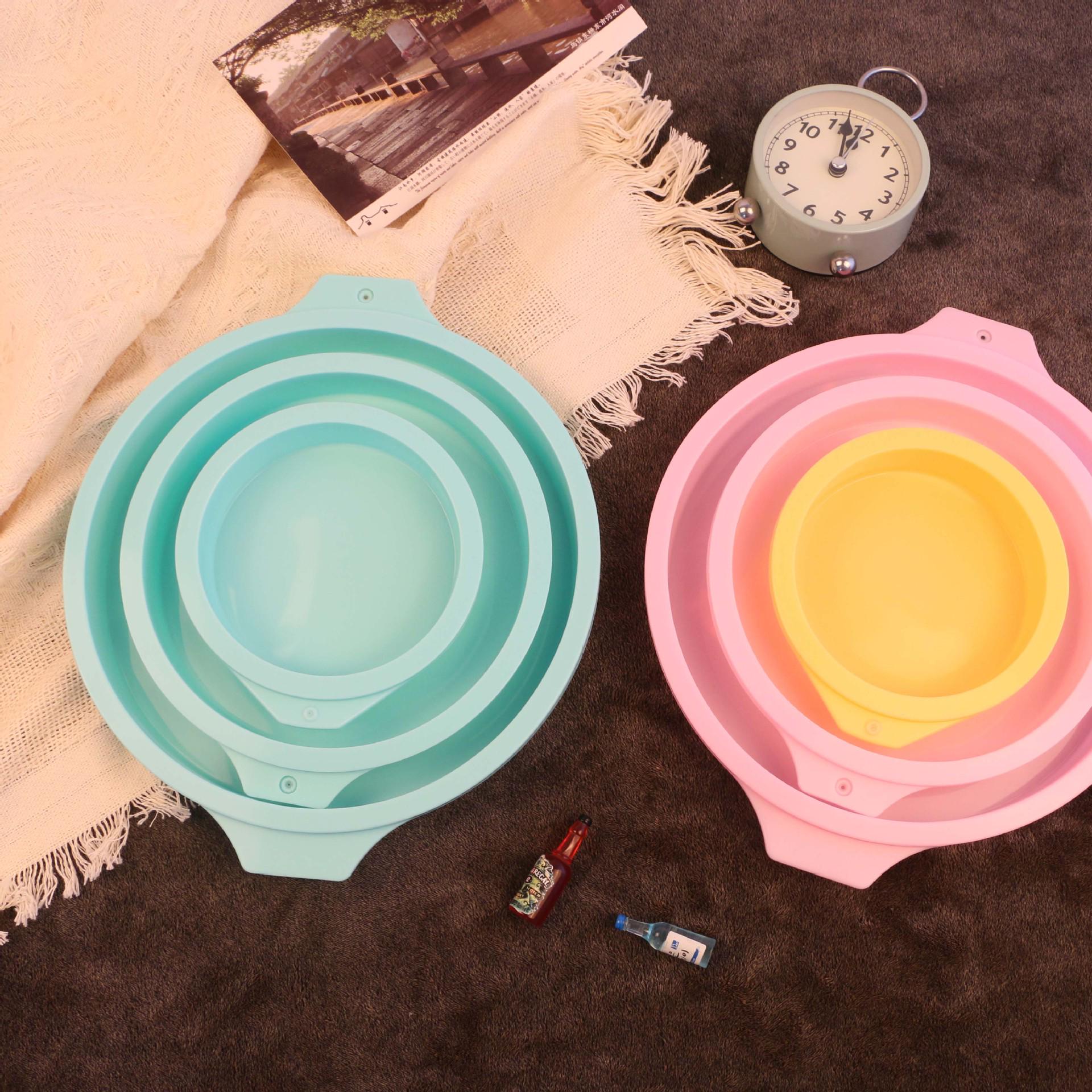 Silicone Rainbow Cake Mold Set: 4 , 6 , 8  Round Layered Baking Pans 4-inch Yellow 2.5cm Height [Single]