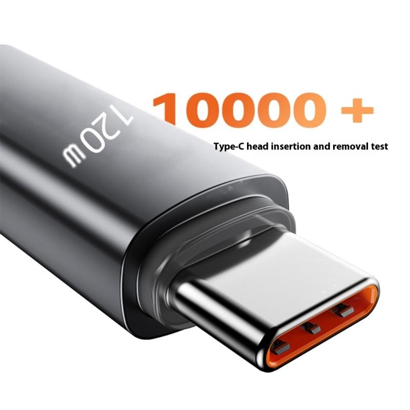 Fast Power Cable 120W USB C to Type C Spring Reinforced Body Anti Break Design Suitable for Mobile Devices Charging