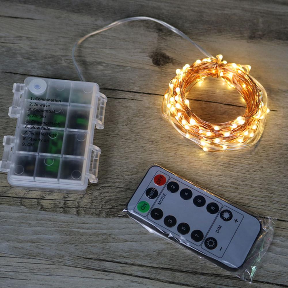 5M/16.4ft 50 LEDs Fairy Lights Copper Wire Lamp Christmas String Light 8 Lighting Modes with Remote Control 3 * AA Cell Powered for Wedding Party