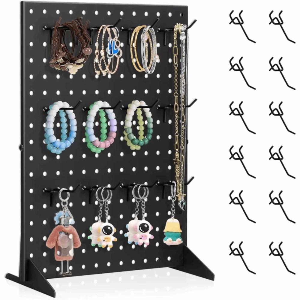 With 12 Peg Hooks Pegboard Display Stand Tabletop Display Organizer  For Selling Accessories