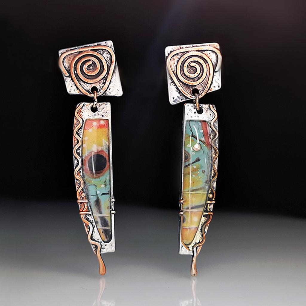 

Винтажные красочные серьги-капли для женщин, ювелирные изделия с висячими серьгами