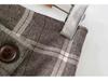 2025 Autumn/Winter Women's Elegant Plaid Button Half Skirt - European & American Style Fashion