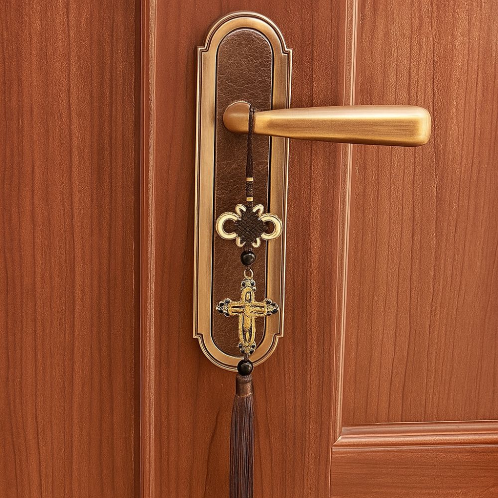 Retro Cross Car Pendants Classic Style with Tassel Car Rearview Mirror Pendant Decorative Car Ornament Wall Decoration