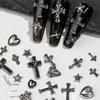 1/3Boxed 12 Grids Vintage Cross Shaped Zinc Alloy Jewelry Nails Supplies Heart&Star Shaped Metal Y2k Nail Art Decoration