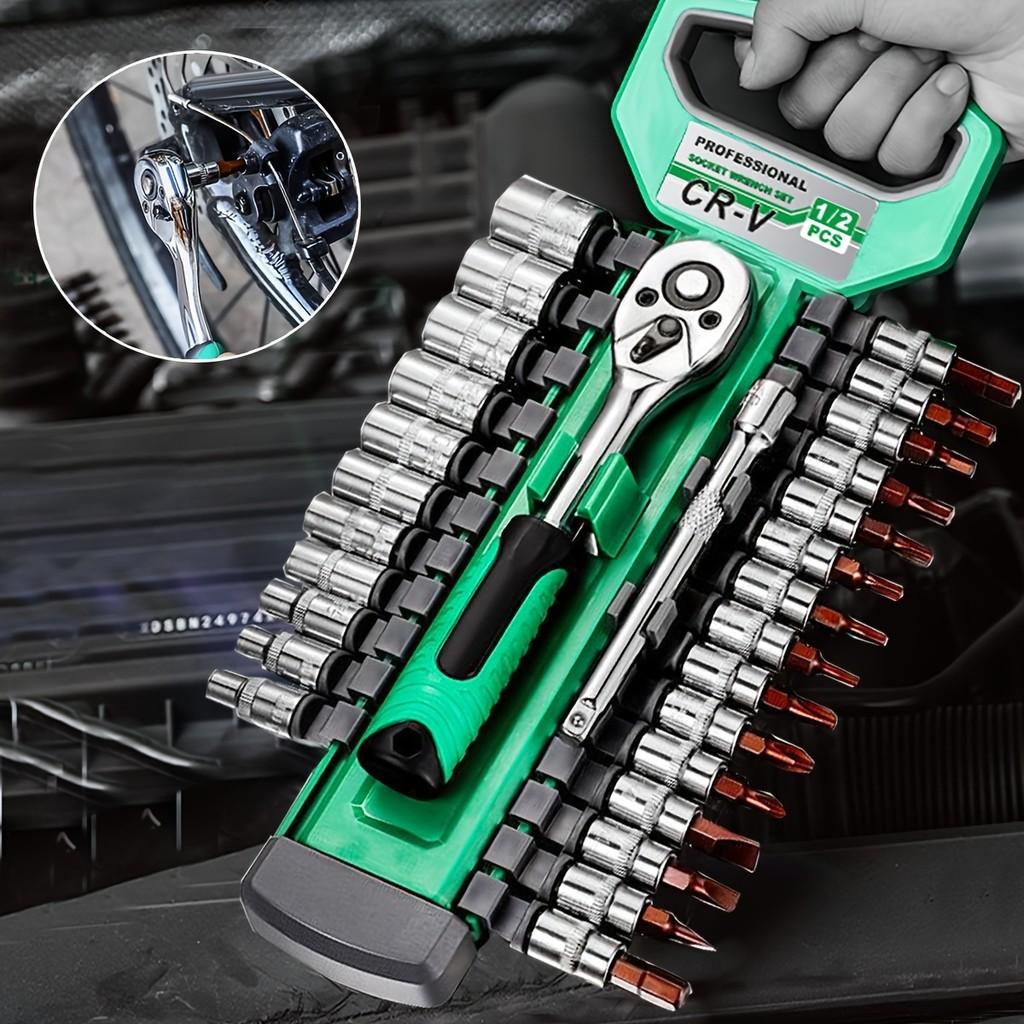 1/4 inch Ratchet Socket Wrench Set Multifunctional Mechanical Tool Kit and Sockets Set Portable Household Repair Tool Kit