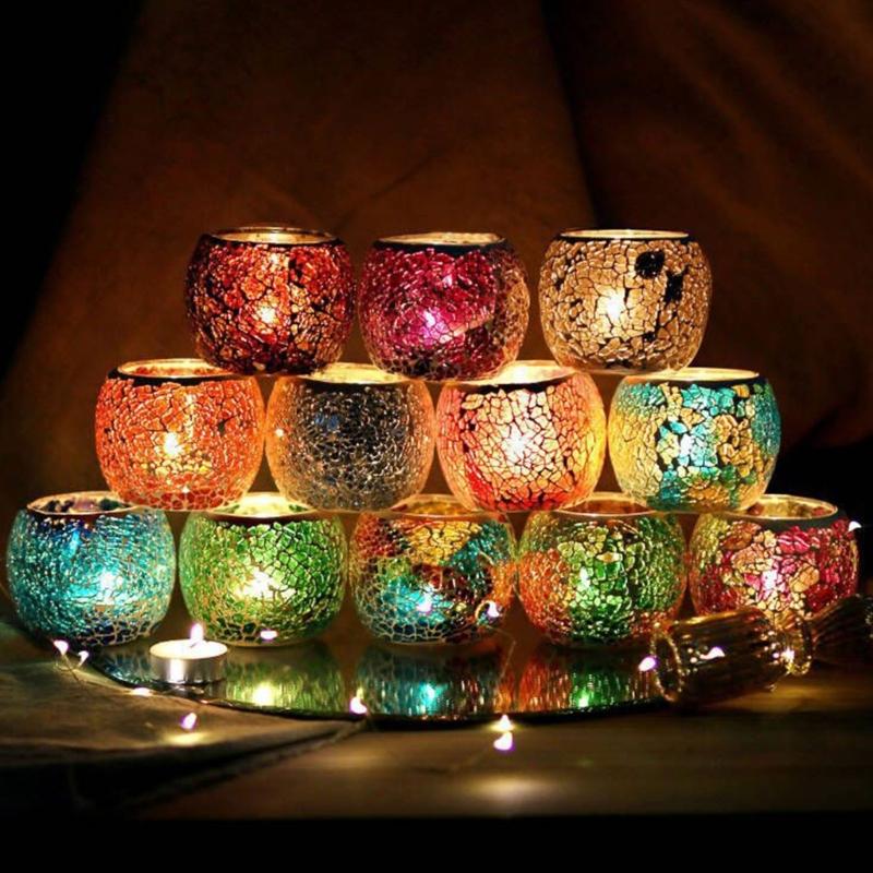 Romantische Evenementen Marokkaanse Glazen Kaarsenhouders Met Artistieke Tafeldecoratie