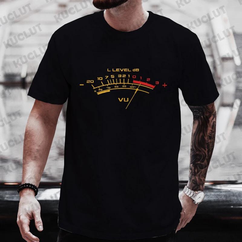 Vintage VU Meter Print Men Street T-Shirts Summer Men's T Shirt Clothing Oversized Men High Quality Tshirt Graphic T Shirts