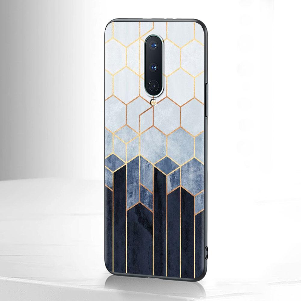 Figura geometrică din marmură Capa pentru OnePlus 8T 8 Nord N10 5G 7 9 7T 9R Husă de telefon pentru 1+ Nord 2 N100 N200 Z Husă neagră din Tpu