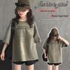 Koreanischer Stil Sommer-T-Shirt für Mädchen - Kurzarm, Trendy, Lockerer Schnitt, Rundhalsausschnitt, Personalisiert, Vielseitiges Oberteil für größere Kinder.