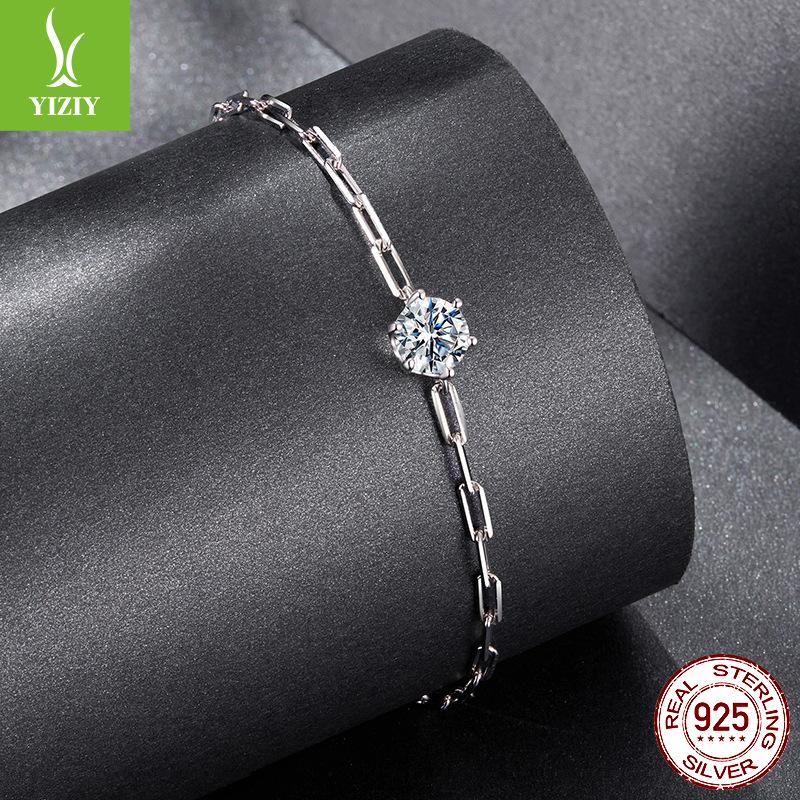 D Color One Carat Shining Moissanite Bracelet Women'S Simple Classic Premium S925 Sterling Silver Bracelet