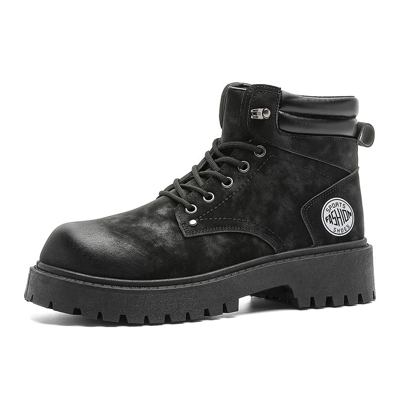 Modeontwerper Mannen Sneeuwschoenen, Hoge Kwaliteit, Comfortabele en Luxe Dikke Zool Duurzame Leren Laarzen, Grote Maten 39-46 46 black