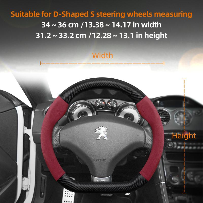 

Подходит для Peugeot Руль с текстурой замши, матового карбона Чехол для руля Подходит для 206 208 3008 308 207 307 2008 508 5008 407 107 Partner Rifter Red D-Type Size S