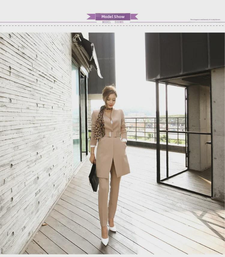 2025 Autumn New Korean Women's Long Blazer & Slim Trousers Set