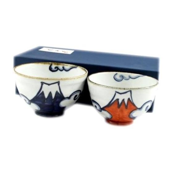 Arita Hasami ware Shoho kiln Ao Fuji/Red Fuji pair bowl (couple bowl) 20850
