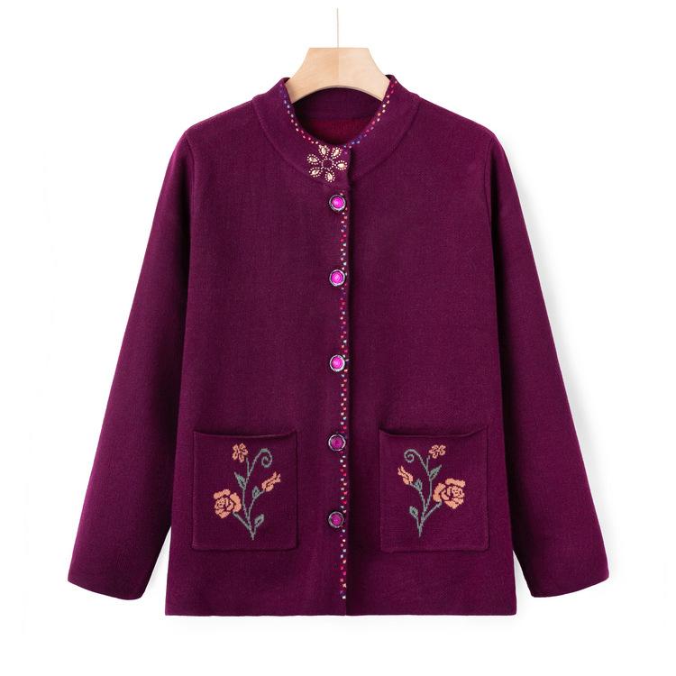 Elderly Autumn Clothing, Middle-aged and Elderly Sweater, New Style Sweater, Grandma Autumn Sweater, Jacket, Large Size Mother Suit