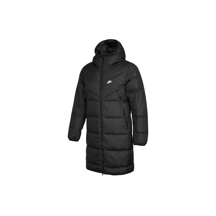 Nike Logo Mid-Length Sports Hooded Down Jacket Asia Sizing Black Men s DD6789-010 XXL