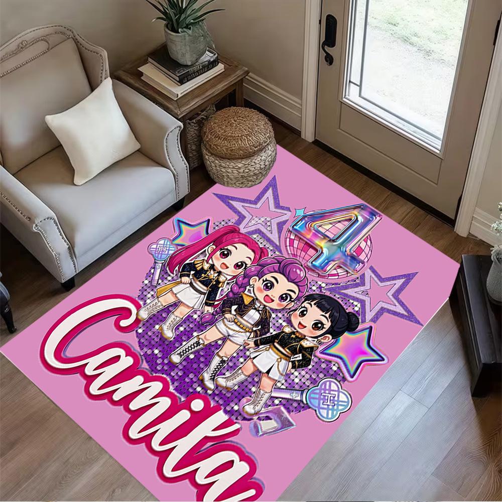 Nighttime Snack Adventure Carpet Design for Playrooms Decorate Room Bedrooms Hallway Anti-slip Rug Decorate Offices