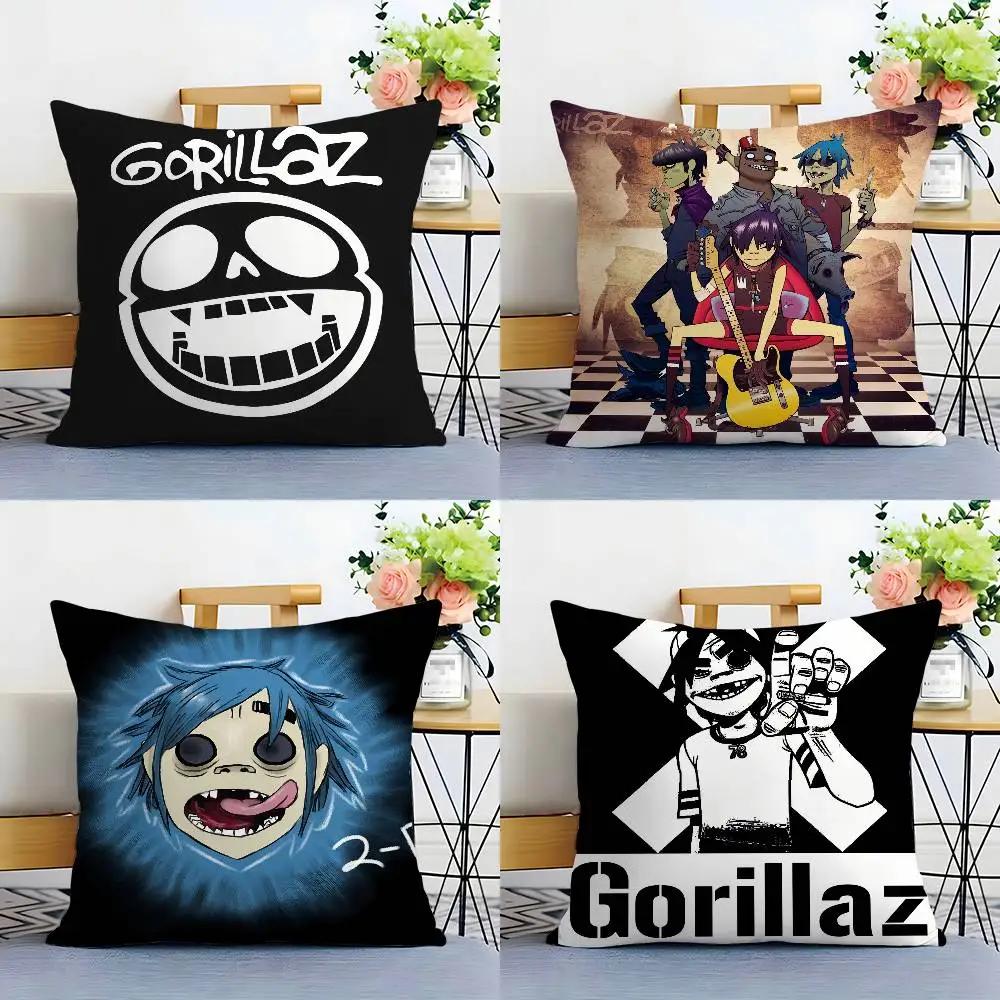 G-Gorillaz Band Pillow Case Square Double‑Sided Print Cushion Case For Sofa Home Bedchamber Decor Gift