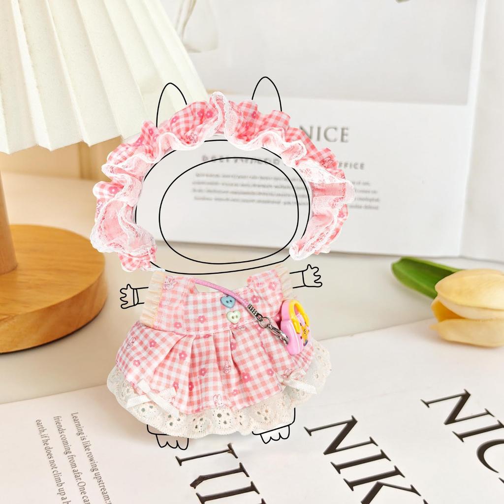 Desing Wish Clothes Set for 17cm Lovebu Doll, Plush Clothes, Cute Doll Accessories, DIY Doll Accessories for 17cm Plush Toys, Kids Gift (Pink, Doll