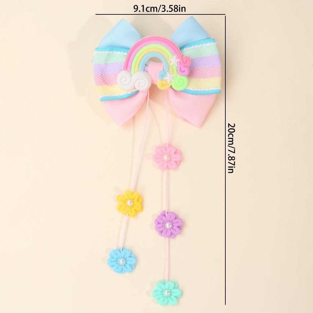 2 Stück Neue Kinder Schleife Regenbogen Haaraccessoires Kleine Blume Bänder Süße Kleine Mädchen Kopfschmuck Haarnadel Party Dekoration Geschenk