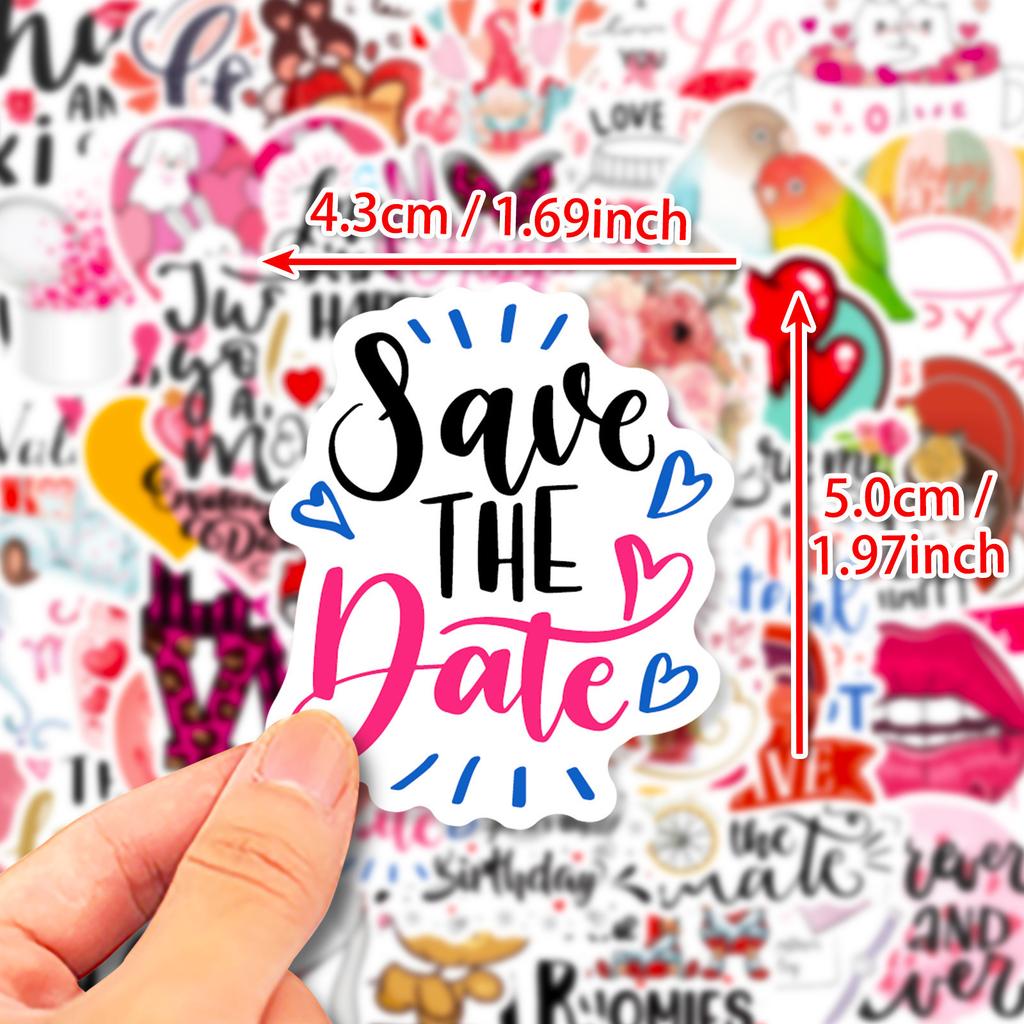 50 Valentinstag Aufkleber LIEBE Romantisches Geständnis Koffer Laptop Roller Abnehmbare Aufkleber