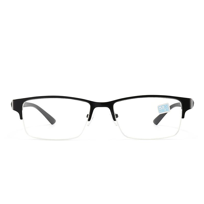 Men'S Half-Frame Metal Reading Glasses Metal Alloy Glasses Frame Business Half-Frame Anti-Blue Reading Glasses