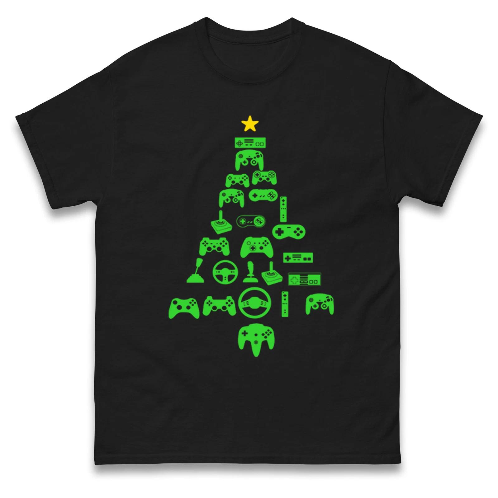 Gaming Christmas Tree T Shirt,Gamer Controllers Holiday Xmas Tee S