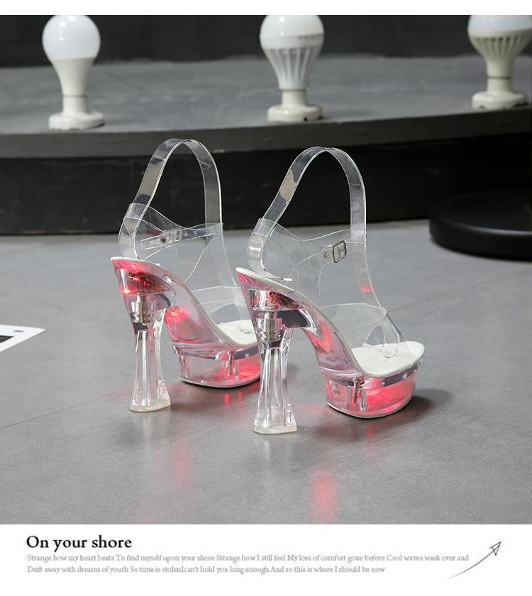 10365 Serie 15 cm Tacco 6,5 cm Piattaforma LED Luminoso Night Club Show Scarpe Passerella Pole Dancing Scarpe Crystal LFD