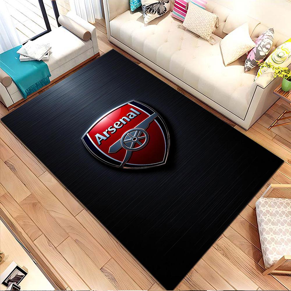 Tapis motif logo Arsenal avec emblème de canon, tapis antidérapant adapté aux canapés de salon et de chambre
