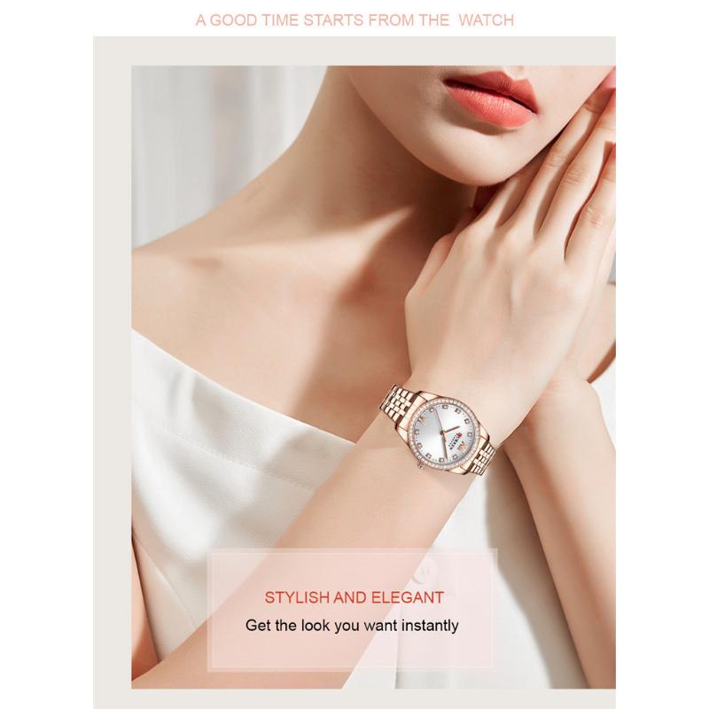 CURREN New Top Women's Watch Fashion Diamond Watches Small Light Thin Steel Band Fashion Waterproof Quartz Watches