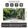 2D Tropical Garden Garage Door Backdrop Party Photo Background Cloth