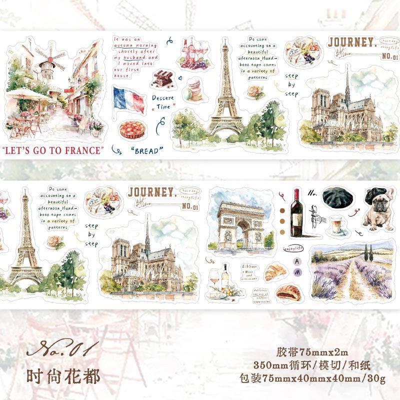 1pcs/1lot Decorative Adhesive Tapes Romantic Travel Junk Journal DIY Paper Japanese Masking Scrapbooking Stickers