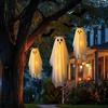 Haunted House Party Supplies 3 Pcs Lighted Dog Ghost Hanging Ornaments, Spooky Halloween Outdoor Flying Decorative for Dorm Room Gauze with LED Light