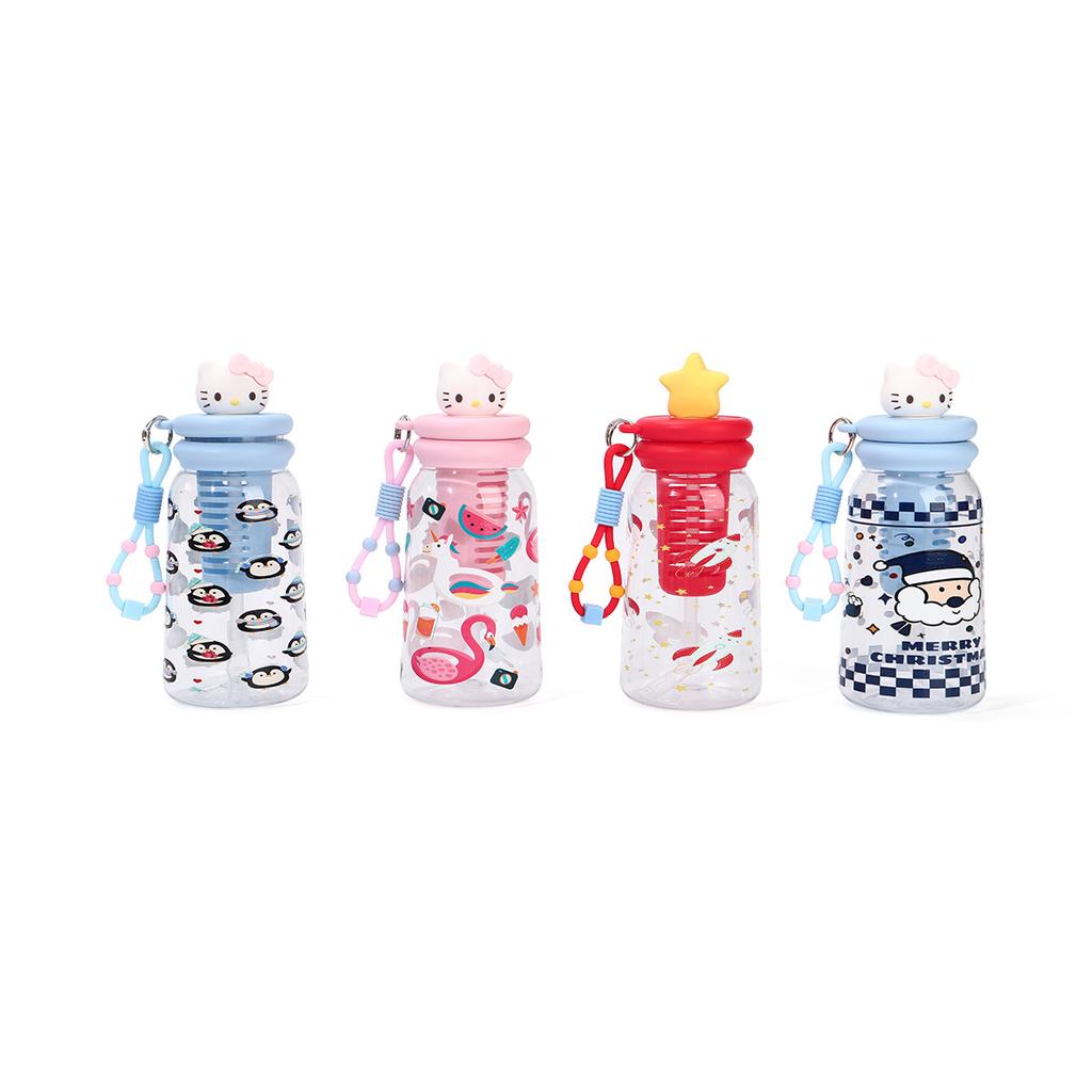 Water bottle new creative cartoon straw cup with tea partition high temperature resistant anti-drop plastic cup outdoor camping portable cup