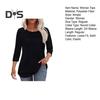Damen-Oberteile, Rundhalsausschnitt, 3/4-Ärmel, plissierte Bluse, Frühling/Sommer, einfarbig, lockere Passform, lässiges T-Shirt für den Alltag