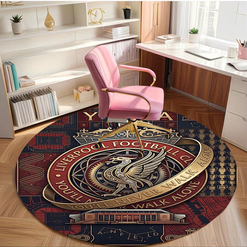 Liverpool Football Club Print Round Rug, Washable Floor Carpet, For Entryway Dorm Laundry Room Office Study, Home Decor Birthday Christmas Gift