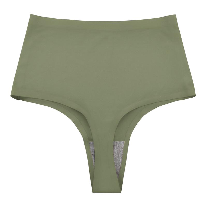 European & American Women's High-Waisted Seamless Ice Silk Thong - Invisible Sports Fitness Underwear