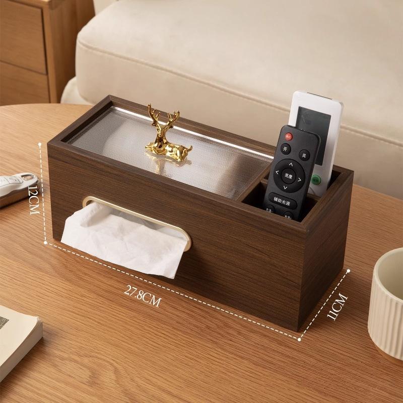 Wooden Tissue Boxes Living Room Desktop Tissue Box Restaurant Napkin Storage Box Multi-functional Home Organization Accessories