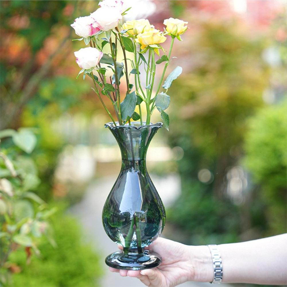 French-style Colored Transparent Glass Vase for Hydroponic Flower Arrangement Suitable As Dining Table Home Decorative Item