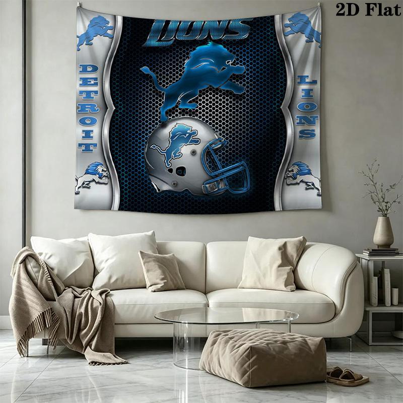 Detroit Lions Wall Tapestry Aesthetic Wall Hanging Printed Fabric Blanket Decorative Tapestries for Bedroom Living Room Home Decor