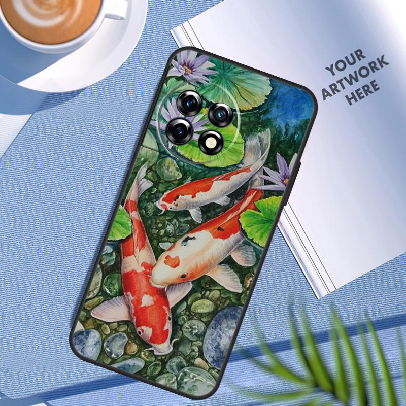 Koi Carp Fish Painting Case For OnePlus Nord CE 5 3 4 Lite N20 N30 OnePlus 15 13 12 11 10T 13T 13R 8 9 10 Pro Cover